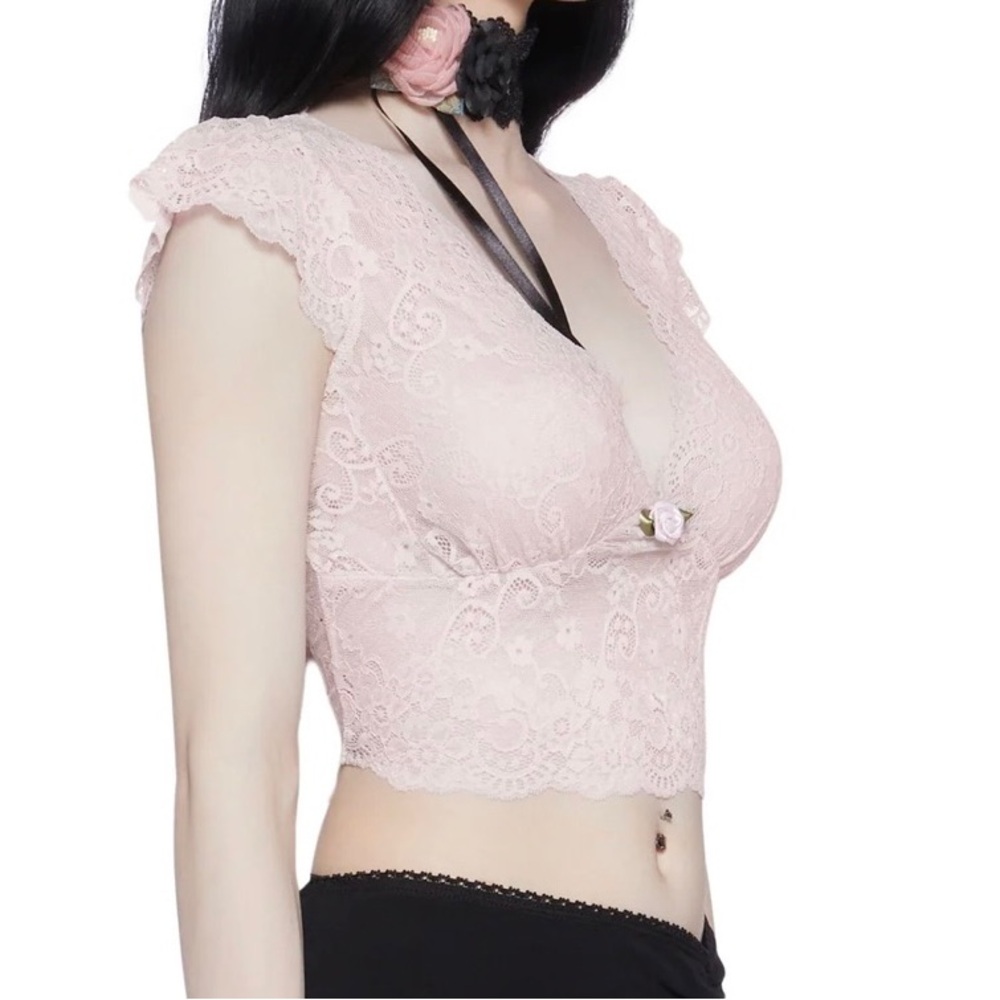 Dolls Kill Widow Demure Vixen Lace Top